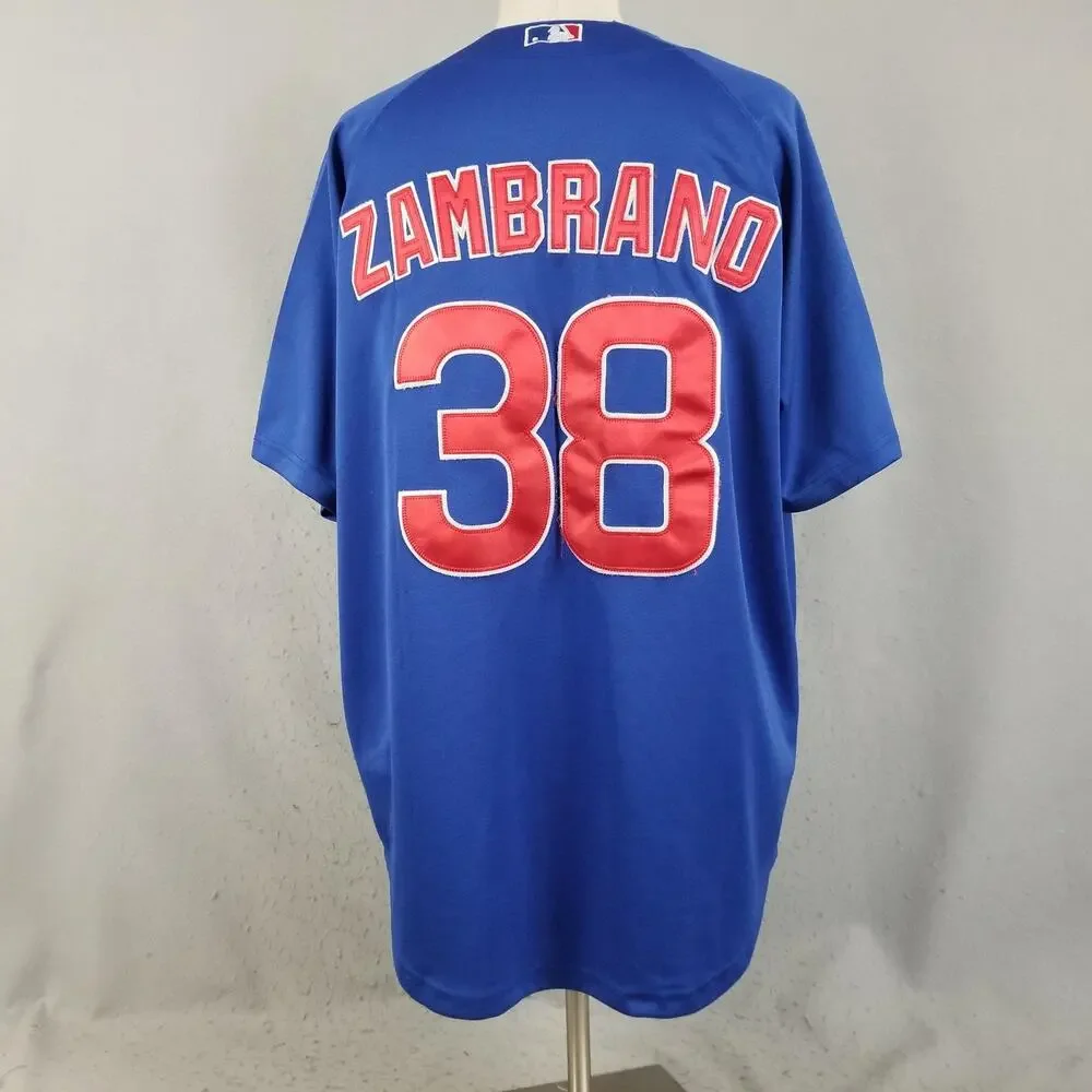Chicago Cubs Jersey Mens 54‎ Blue MLB Baseball Carlos Zambrano 38 Stitched